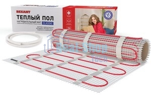 Теплый пол (нагревательный мат) Rexant Extra, площадь 2,0 м2 (0,5 х 4,0 метров), 320Вт, (двух жильный)