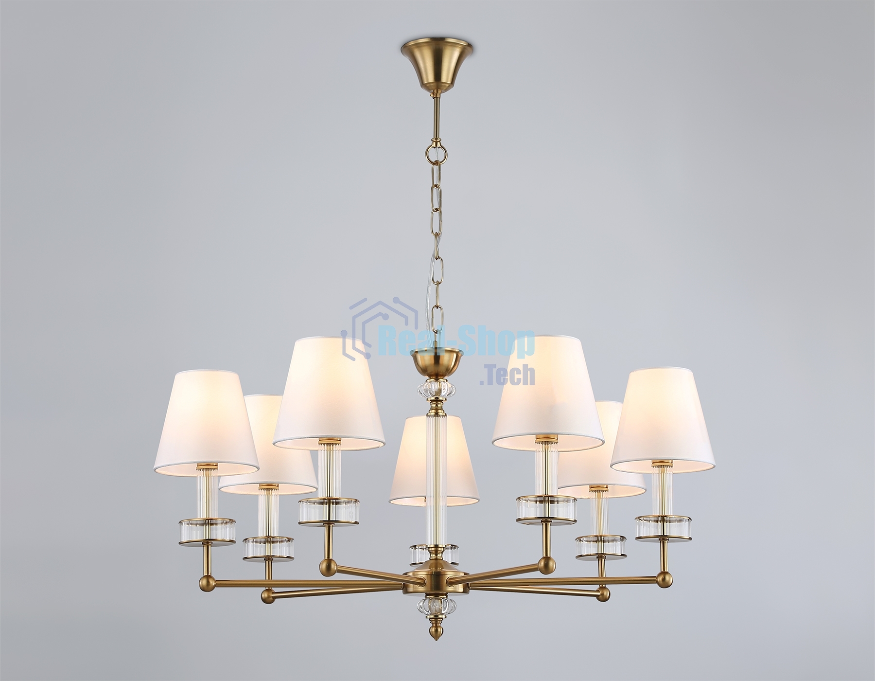Люстра Ambrella light LH71023/7 BS/WH латунь/белый E14*7 max 40W D820*1130