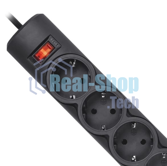 Сетевой фильтр Defender DFS 151 1.8 m, 6 розеток, черный