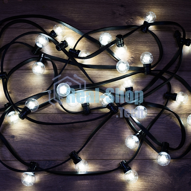 Гирлянда Neon-night LED Galaxy Bulb String 10м, черный каучук, 30 лампx6 LED белый, влагостойкая IP65
