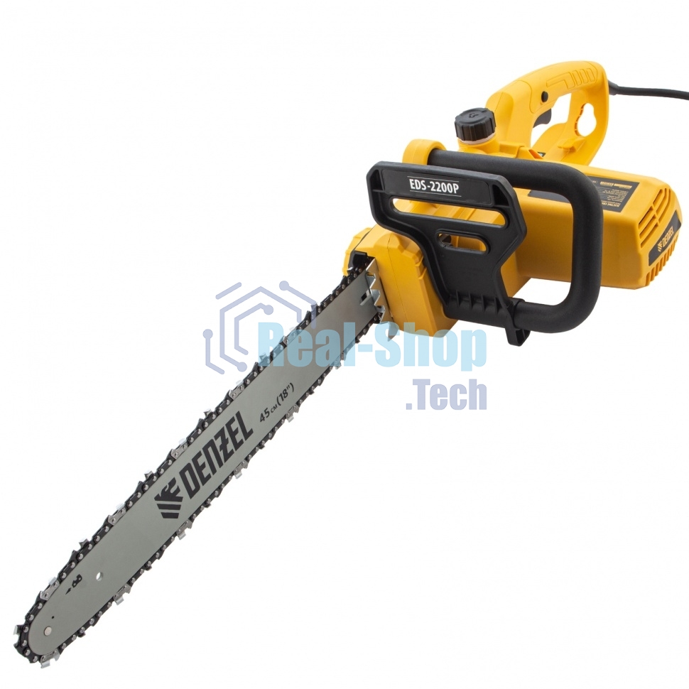 Пила цепная электрическая Denzel EDS-2200P 2,2кВт, поперечная, шина 45см, шаг 3/8, паз 1,3 мм, 63 зв