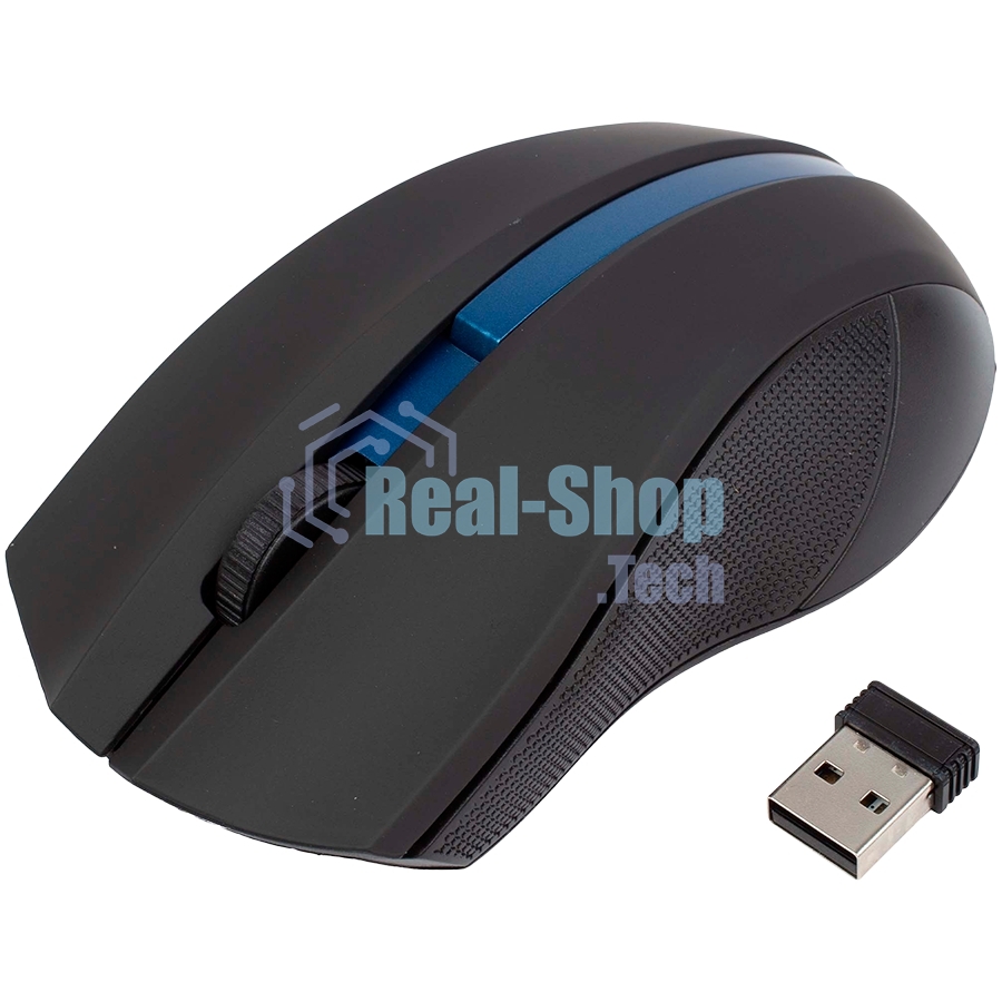 Мышь беспроводная HIPER HOMW-074 черный/синий, 1000 dpi, радиоканал, USB, кнопки - 3