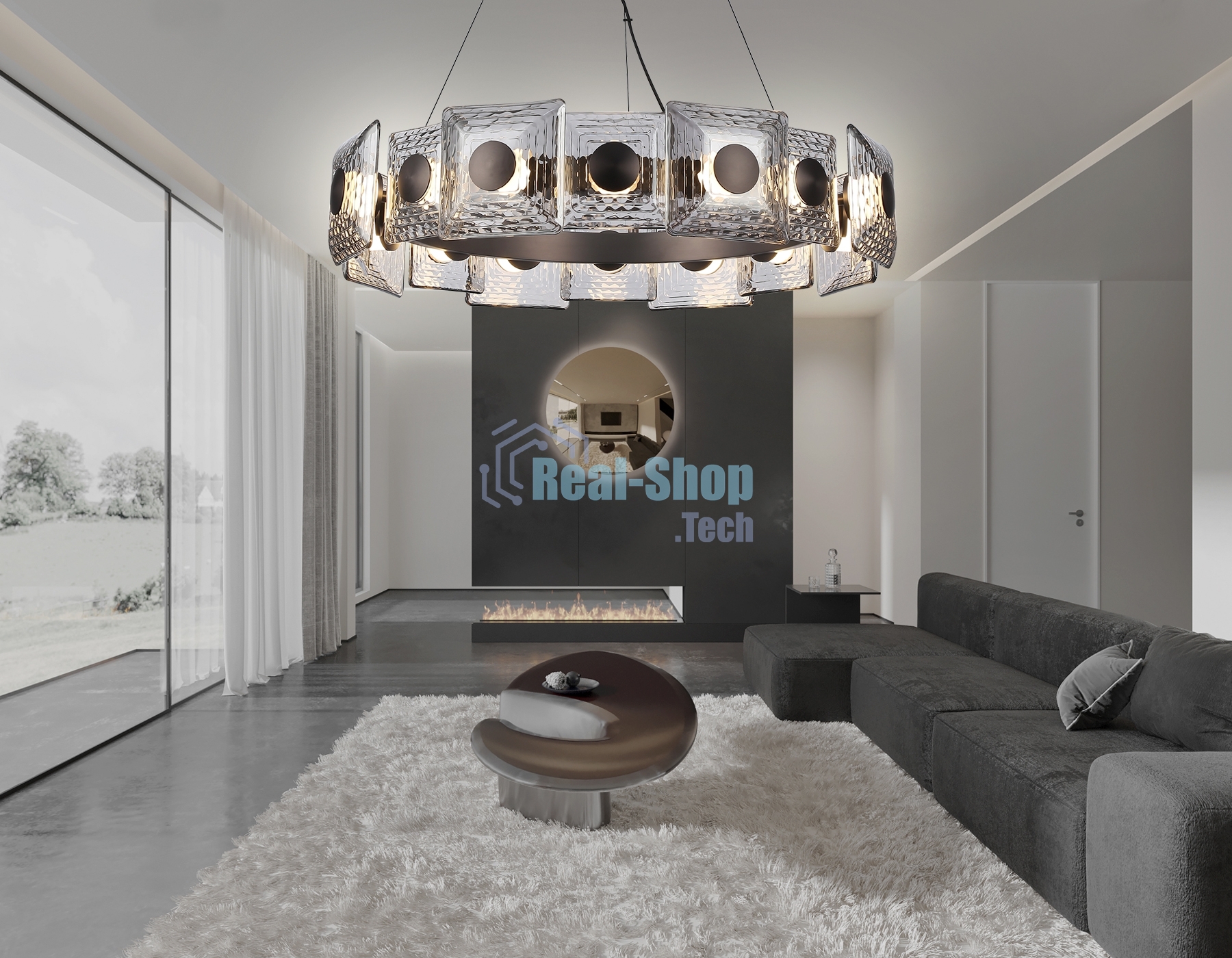 Светильник Ambrella light LH31030 GR/SM серый/дымчатый 72W 3000K D700*150