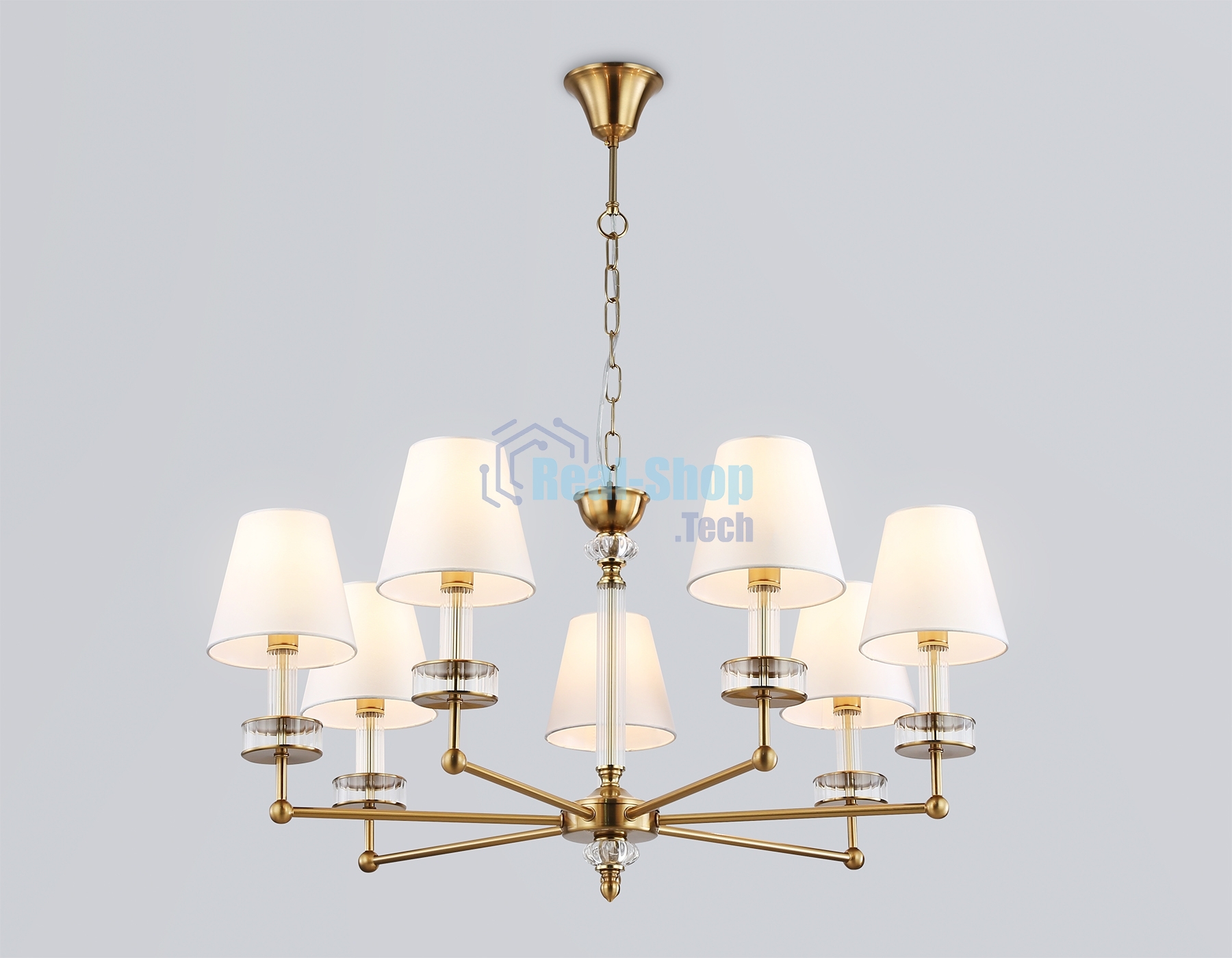 Люстра Ambrella light LH71023/7 BS/WH латунь/белый E14*7 max 40W D820*1130