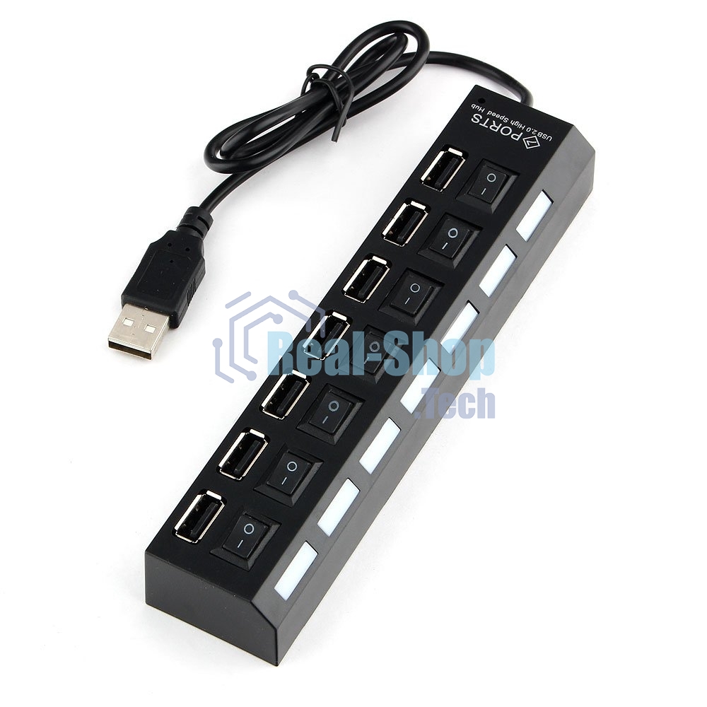 USB-концентратор USB 2.0 Gembird UHB-U2P7-02, 7 портов, питание, блистер