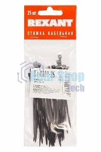 Хомут-стяжкa нeйлонoвая Rexant 100x2,5 мм, черная, упаковка 25 шт.