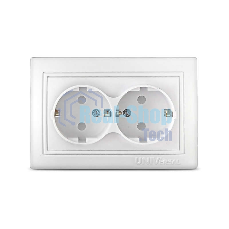 Розетка 2-м СП Севиль защ. шторки с заземл. бел. UNIVersal С0050