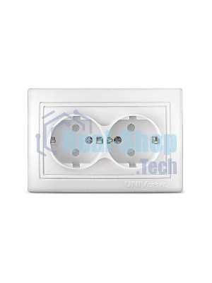 Розетка 2-м СП Севиль защ. шторки с заземл. бел. UNIVersal С0050