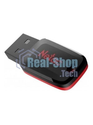 Флешка USB Netac U197 (NT03U197N-064G-20BK), 64Gb, USB 2.0, R/W 25/10, черный/красный