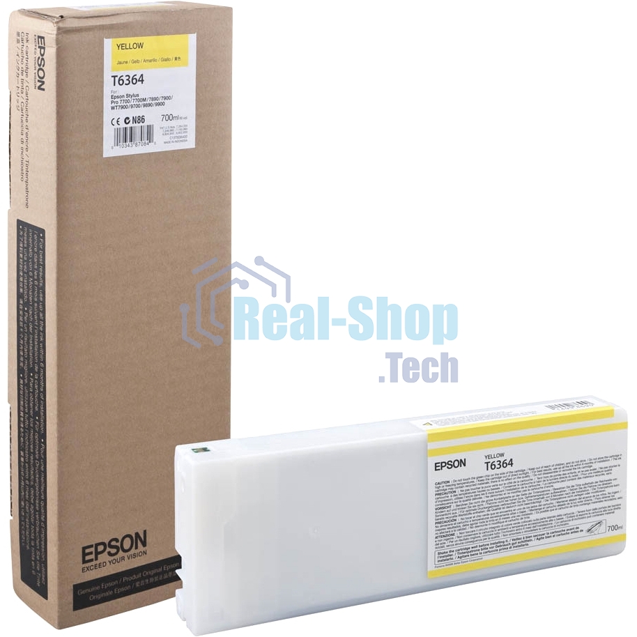 Картридж струйный Epson C13T636400 желтый (700 мл) для Stylus 7700, 7890, 7900, 9700, 9890, 9900, WT7900