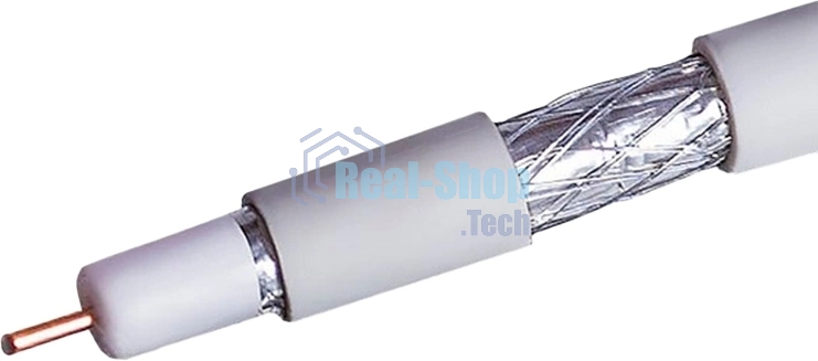 Кабель коаксиальный RG-6 CCS 1.02 (21проц.)/FPE/Al-Pet-Al Foil Unbonded/Al 64х0.12/PVC RW белый (уп.100м) Net.On 109L