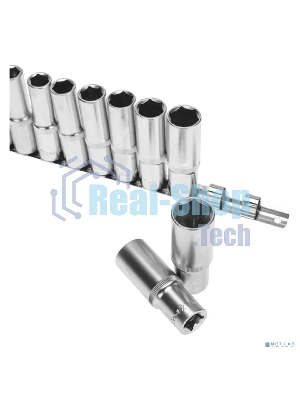Набор удлиненных торцевых головок Rexant 1/2, шестигранные, CrV, 10 шт., 10-22 мм