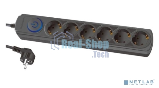 Сетевой фильтр Ippon BK-6-EU-1.8-16-B 1.8 м (6 розеток) черный (коробка)