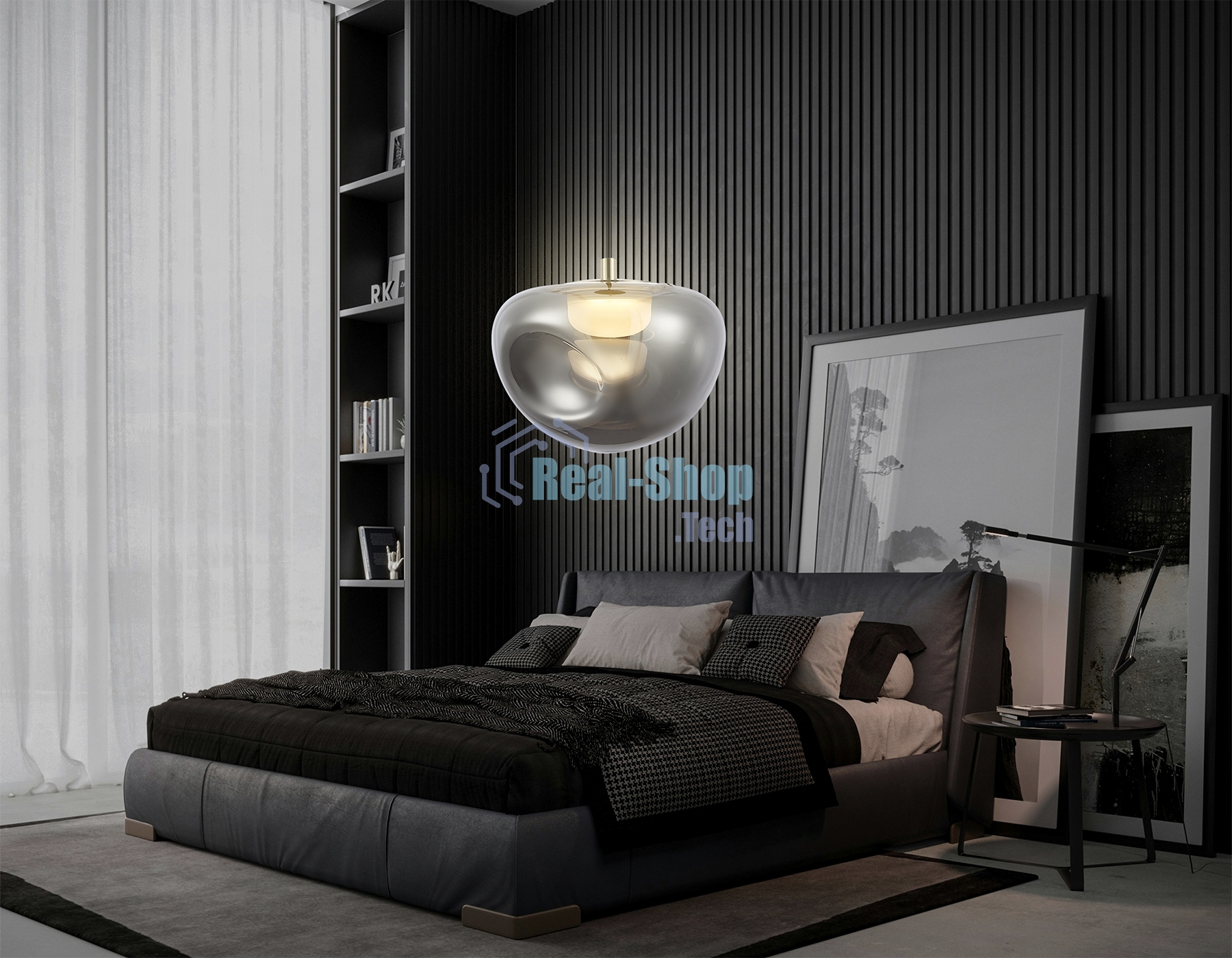 Подвесной светодиодный светильник Ambrella light LH12001 BK/GD/SM черный/золото/дымчатый 6W 3000K D180*145