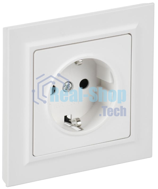 Розетка IEK BR-R14-16-K91-F BRITE РСР14-1-0-БрАБ 16А в сборе с заземл. защ. шторки арктич. бел.
