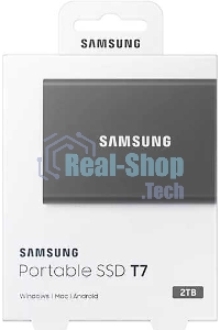 Внешний SSD Samsung T7, 2TB, USB 3.2 Gen 2 Type-C, R/W 1050/1000, титан