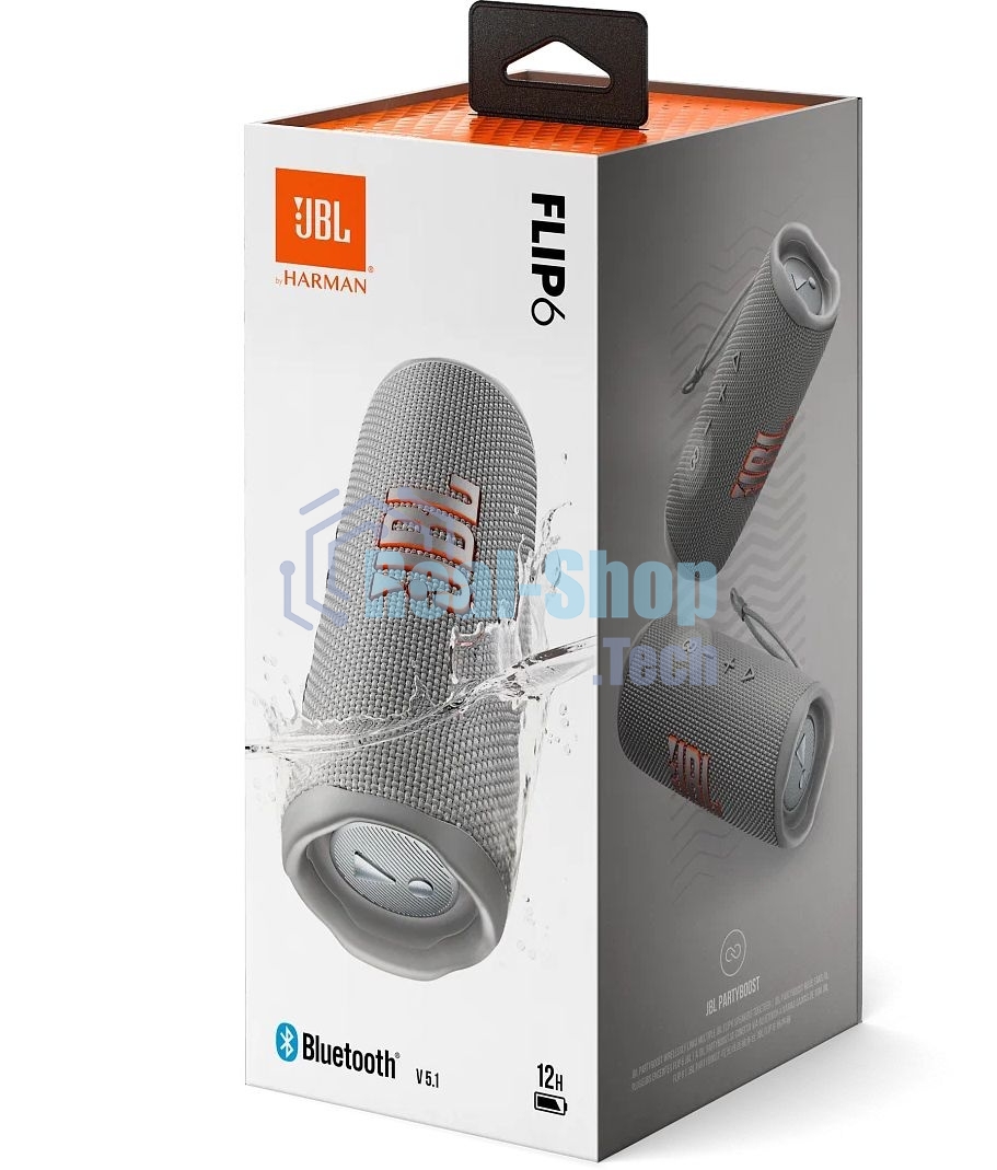 Портативная акустика JBL Flip 6 серый, Bluetooth 5.1