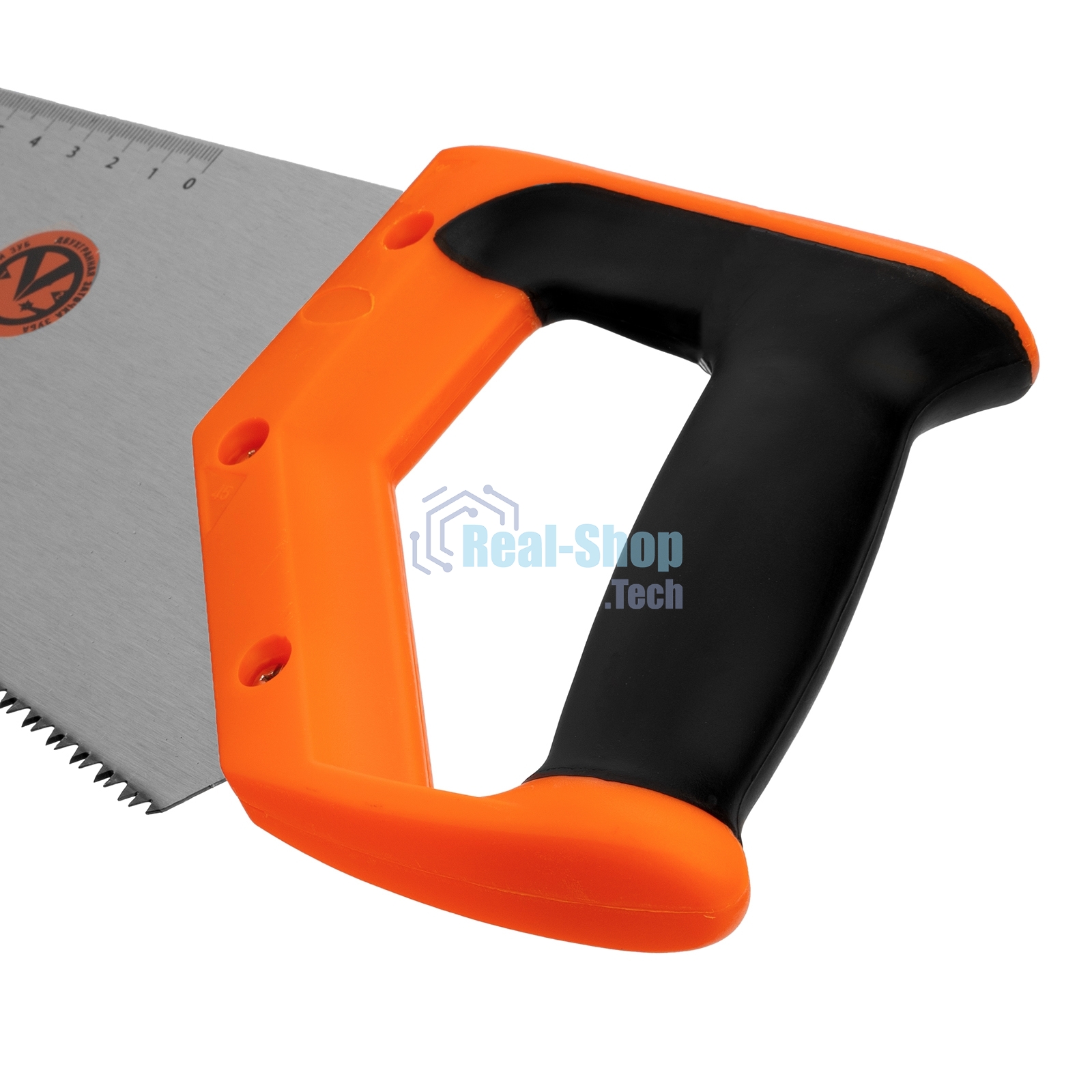 Ножовка по дереву Sparta 400 мм, 7-8 TPI, зуб-2D, каленый зуб, линейка, двухкомпонентная рукоятка