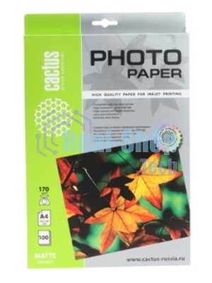 Фотобумага Cactus CS-MA4170100 матовая A4 170 г/м2 100 листов
