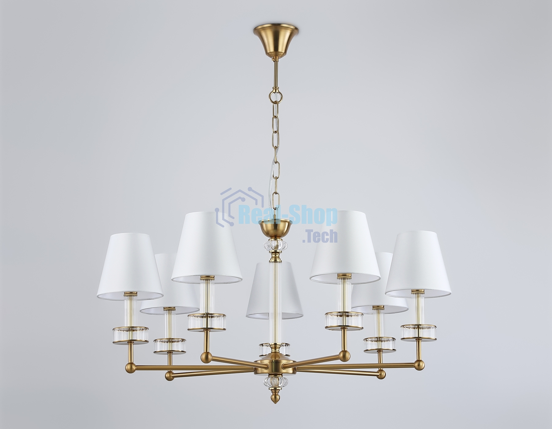 Люстра Ambrella light LH71023/7 BS/WH латунь/белый E14*7 max 40W D820*1130