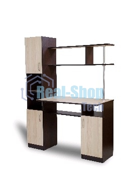 Стол-компьютерный БИТЕЛ СК-7 венге/ясень, компьютерный стол с надстройкой. Материалы: ЛДСП. Размеры: ШхГхВ (680х530х1555) мм