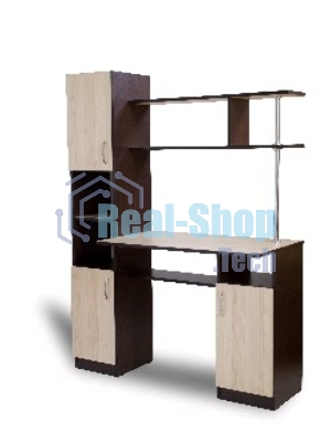 Стол-компьютерный БИТЕЛ СК-7 венге/ясень, компьютерный стол с надстройкой. Материалы: ЛДСП. Размеры: ШхГхВ (680х530х1555) мм