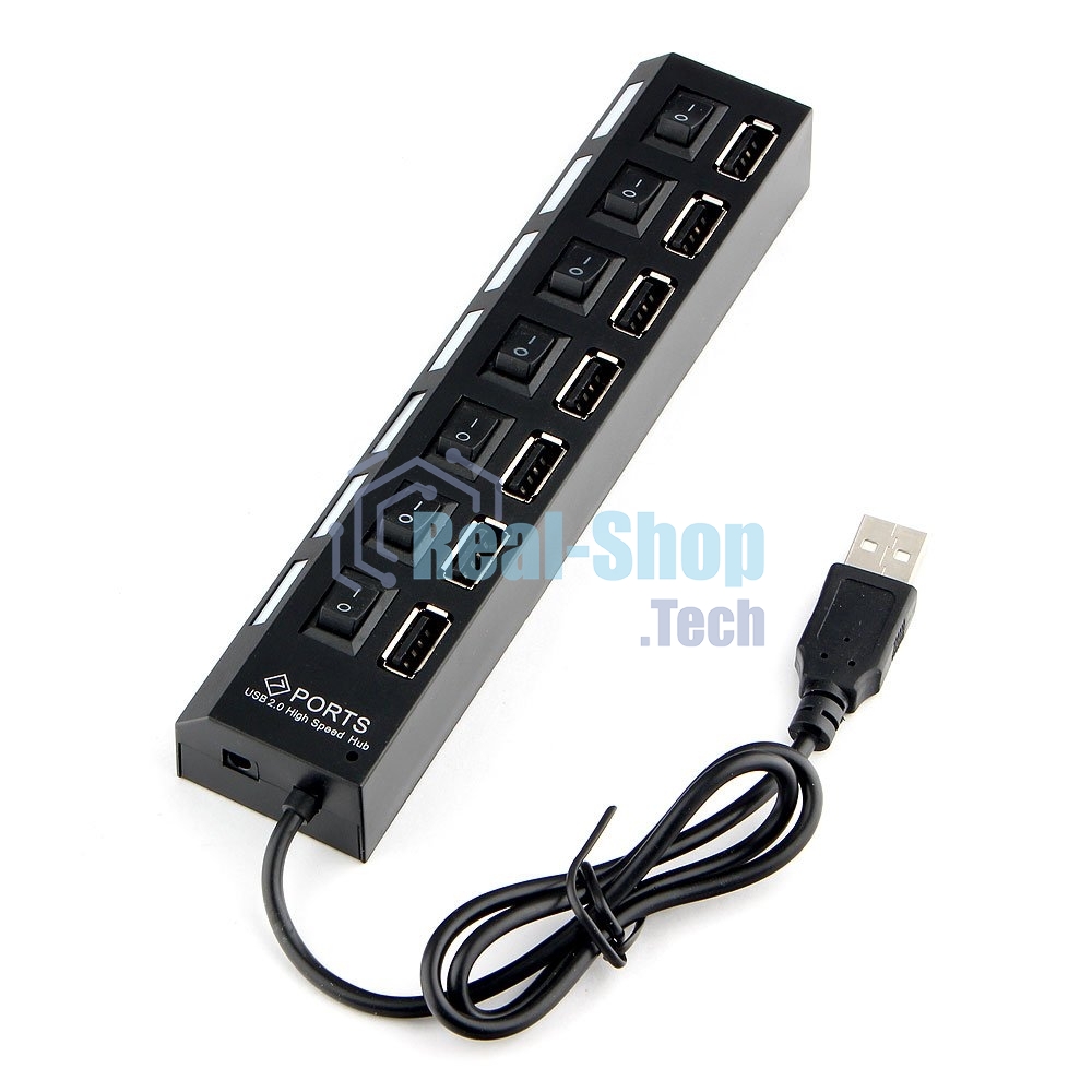 USB-концентратор USB 2.0 Gembird UHB-U2P7-02, 7 портов, питание, блистер