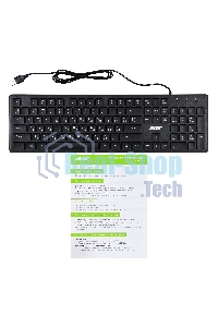 Клавиатура проводная Acer OKW020, USB, черный