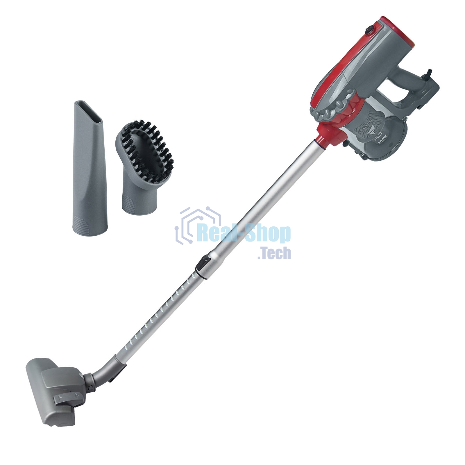 Пылесос вертикальный Galaxy GL 6255 серый/красный, питание от сети, 150 Вт, уборка сухая, пылесборник 0.8 л