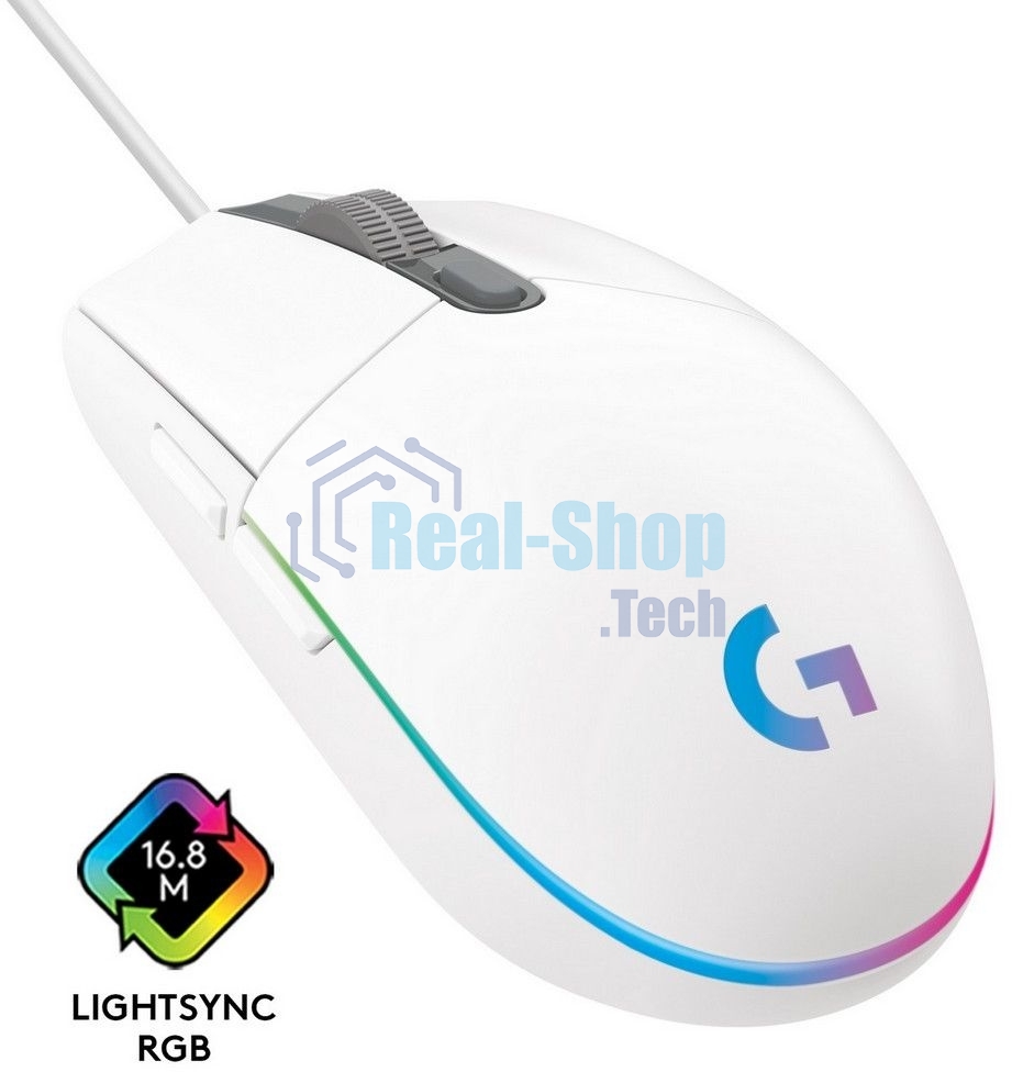 Мышь проводная Logitech G102 LIGHTSYNC белый, 8000 dpi, USB, кнопки - 6