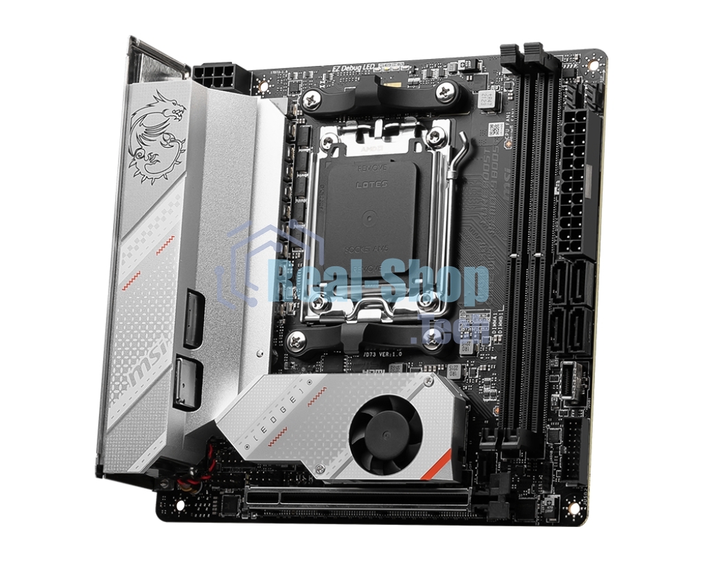 Материнская плата MSI MPG B650I EDGE WIFI, AM5, AMD B650, 2xDDR5, 4xSATA, 2xM.2, 1xPCI-E 4.0 x16, 1xHDMI, 1x 2.5Gb LAN, 3xUSB-A 3.2 Gen 2, 2xUSB-A 3.2 Gen 1, 1xUSB-C 3.2 Gen 2x2, 3x3.5 мм, 7.1, Mini-ITX