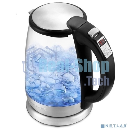 Чайник электрический Kitfort КТ-628 1.7 л, 2200 Вт, серебристый (корпус: стекло)