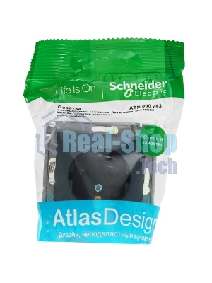 Механизм розетки 1-м СП AtlasDesign 16А IP20 с заземл. грифель