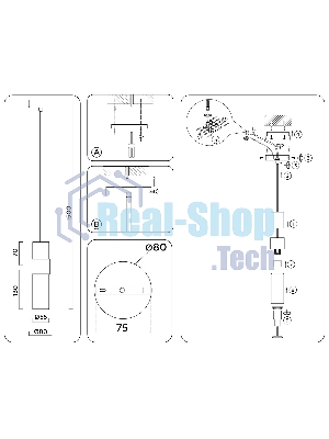Подвесной светильник LH55111 BS/FR/TI латунь/белый матовый/янтарь E14 max 40W D55*1500