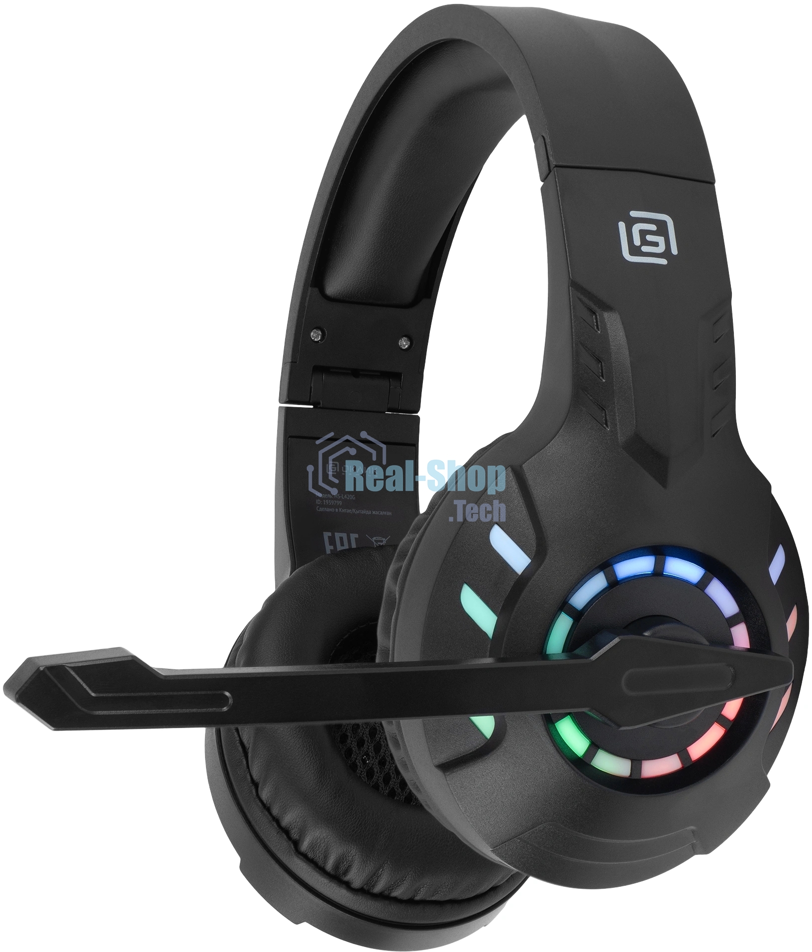 Гарнитура Oklick HS-L420G чёрный, беспроводная + проводная, Bluetooth, до 30 ч, подсветка
