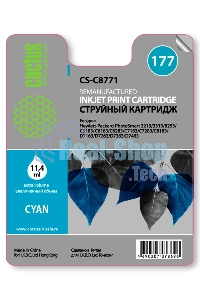 Картридж струйный Cactus CS-C8771 голубой для №177 HP PhotoSmart 3213/3313/8253/C5183/C6183 (11,4мл)