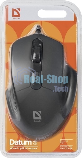 Мышь проводная Defender Datum MB-347 черный, 1600 dpi, USB, кнопки - 4