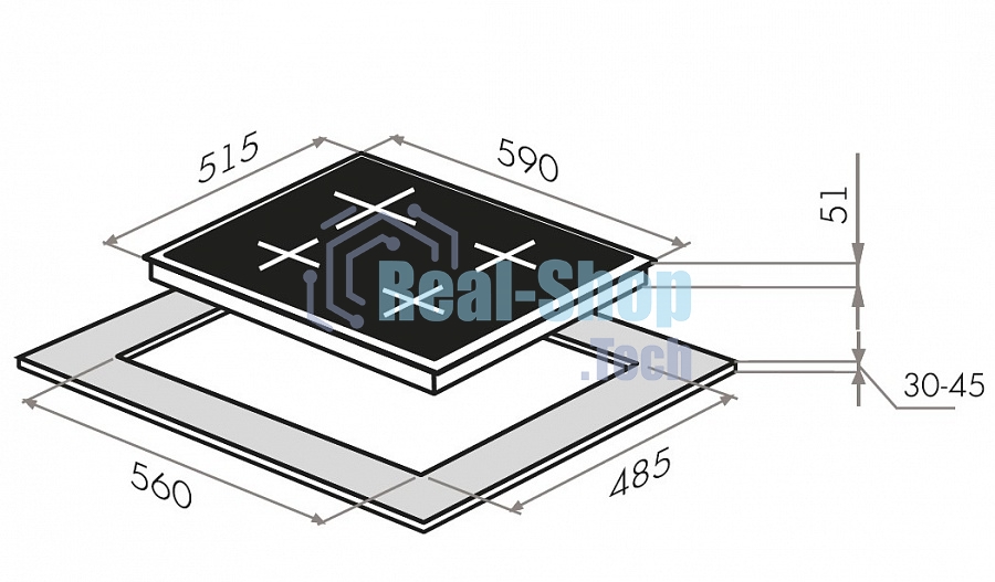 Газовая варочная панель Maunfeld EGHG.64.2CBG\G