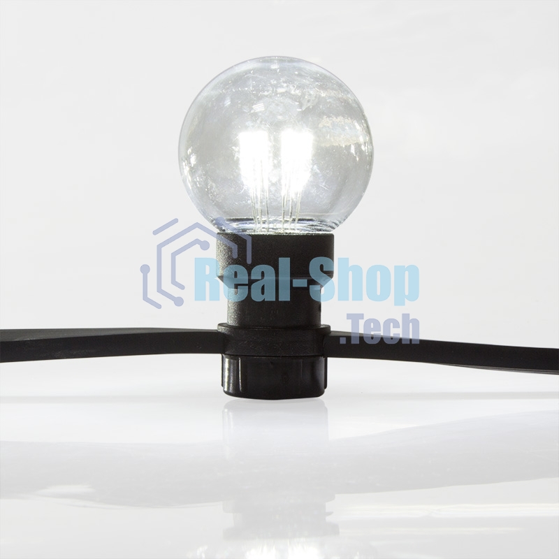 Гирлянда Neon-night LED Galaxy Bulb String 10м, черный каучук, 30 лампx6 LED белый, влагостойкая IP65