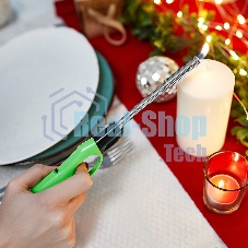 Бытовая газовая пьезозажигалка с классическим пламенем многоразовая (1 шт.) зеленая СК-302W с гибким стержнем Сокол