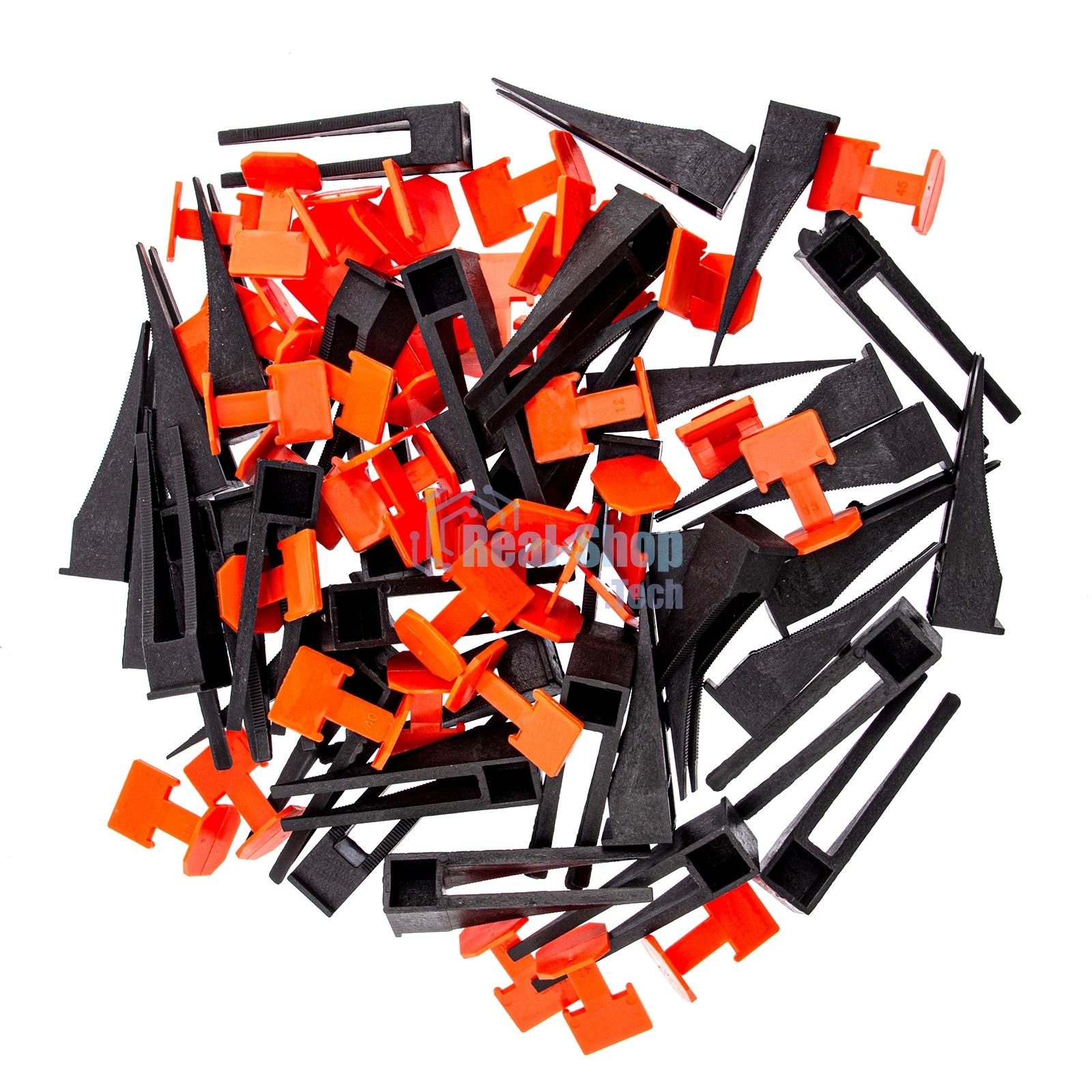 Система выравнивания плитки Сибртех (СВП), комплект: зажимы, клинья (40/40 шт) в пакете