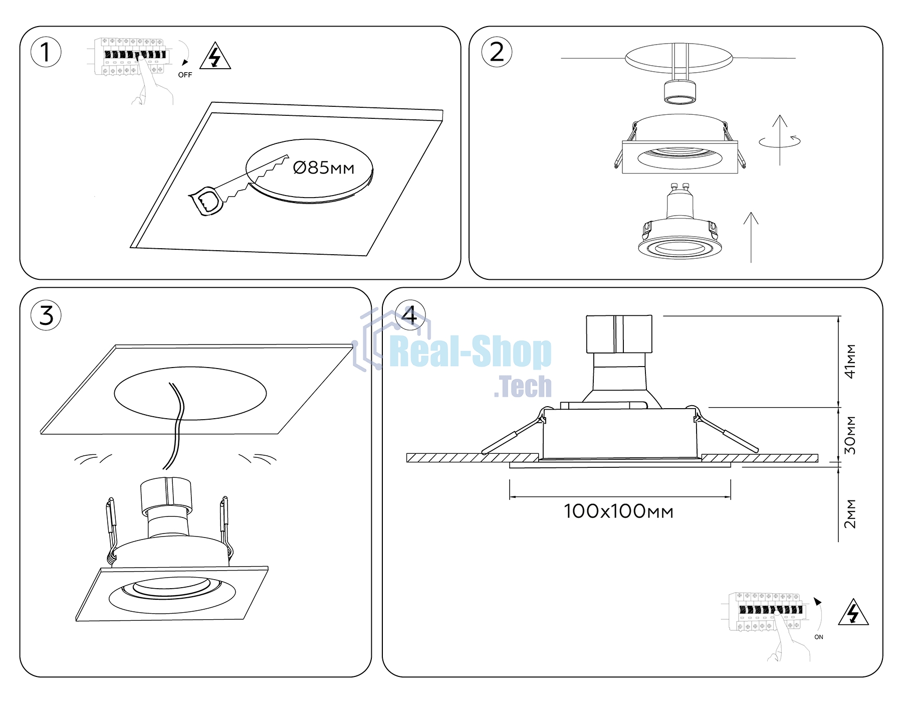 Встраиваемый поворотный точечный светильник Ambrella light TN102757 WH белый IP20 GU5.3 100*100*32