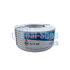 Провод соединительный ПВС Rexant 3x1,5 мм², белый, длина 20 метров, ГОСТ 7399-97