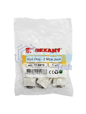Переходник штекер Rexant VGA - 2 гнезда VGA, провод