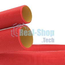 Труба гофро двустен. ПНД d63 с протяж. красн. (уп.50м) ДКС 121963