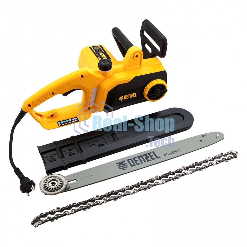Пила цепная электрическая Denzel EDS-2200P 2,2кВт, поперечная, шина 45см, шаг 3/8, паз 1,3 мм, 63 зв