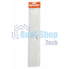 Хомут-стяжкa нeйлонoвая Rexant 400x4,8 мм, белая, упаковка 25 шт.