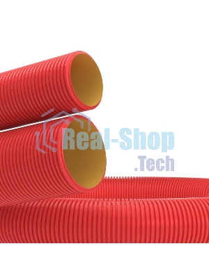 Труба гофро двустен. ПНД d90 с протяж. красн. (уп.50м) ДКС 121990