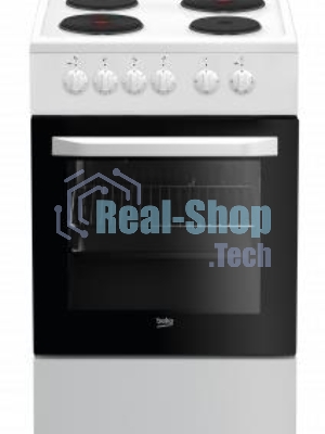 Плита электрическая Beko FFSS56000W белый, конфорок 4 шт, духовка 60 л, 50 см x 85 см x 60 см