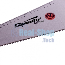 Ножовка по дереву Sparta 450 мм, 7-8 TPI, зуб-2D, каленый зуб, линейка, двухкомпонентная рукоятка